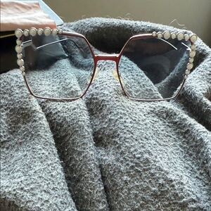 Fendi Red Pearl-Accented Glasses